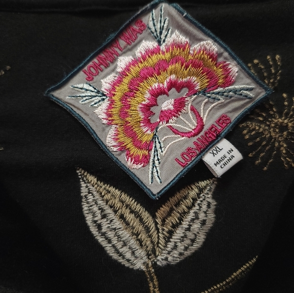 Johnny Was Womens Velour Track Jacket Embroidered Size XXL Black - Picture 4 of 9